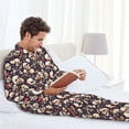 thumbnail image 6 of Yiaed Guitar Skull record Print Men’s Pajamas Set - Long Sleeve Button Down Sleep Shirt and Pajama Bottoms Sleepwear Set Mens Pjs Sets Men's Pajama Bottoms-XX-Large, 6 of 7