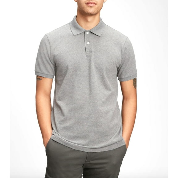 Men's Polo Shirt Casual Cotton Blend Short Sleeve Jersey Casual Plain T-Shirt, Heather Grey, 2XL