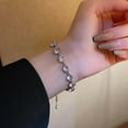 thumbnail image 6 of Fiaya Women Round Flash Moissanite Bracelets, 1Pc Adjustable Cubic Zirconia Silver Bracelet, Fasion Jewelry Gift for Women Birthday Valentine Mother's Day (B), 6 of 8
