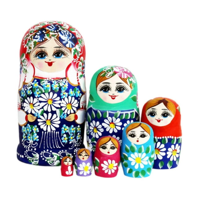 Muñecas apilables de 7 capas CUTICAT muñecas matrioska hechas a mano juguetes para niños decoración de Halloween azul