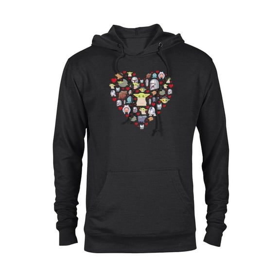 Star Wars The Mandalorian Grogu Heart Valentine’s Day - Pullover Hoodie for Adults – Customized-Black