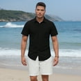 thumbnail image 6 of Men's Black Linen Shirt Short Sleeve Button Down Shirts Casual Summer Beach Vacation Shirts 2XL, 6 of 6