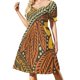 thumbnail image 2 of Vestido de manga corta con diseño de tatuaje floral polinesio amarillo naranja ropa de mujer vestidos de novia para mujer vestidos largos para mujer, 2 of 7
