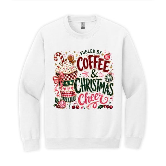 Fueled by Coffee and Christmas Cheer Sweatshirt, Preppy Holiday Sweatshirt