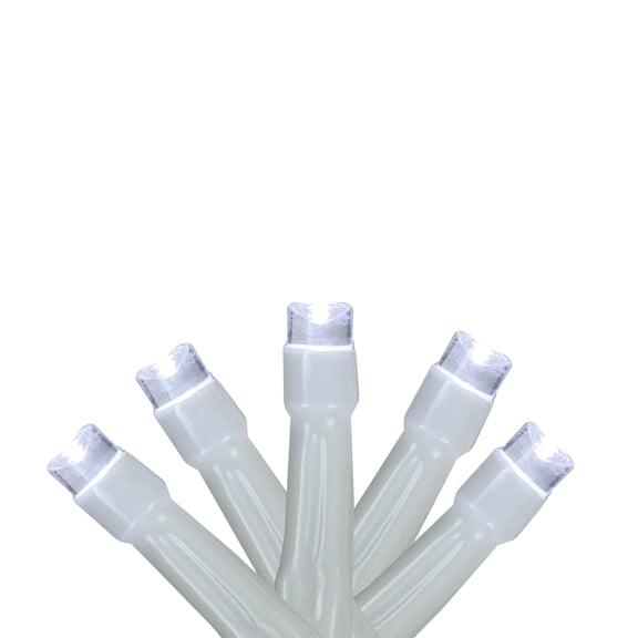 10 Battery Operated White LED Wide Angle Christmas Lights - 3 ft White Wire