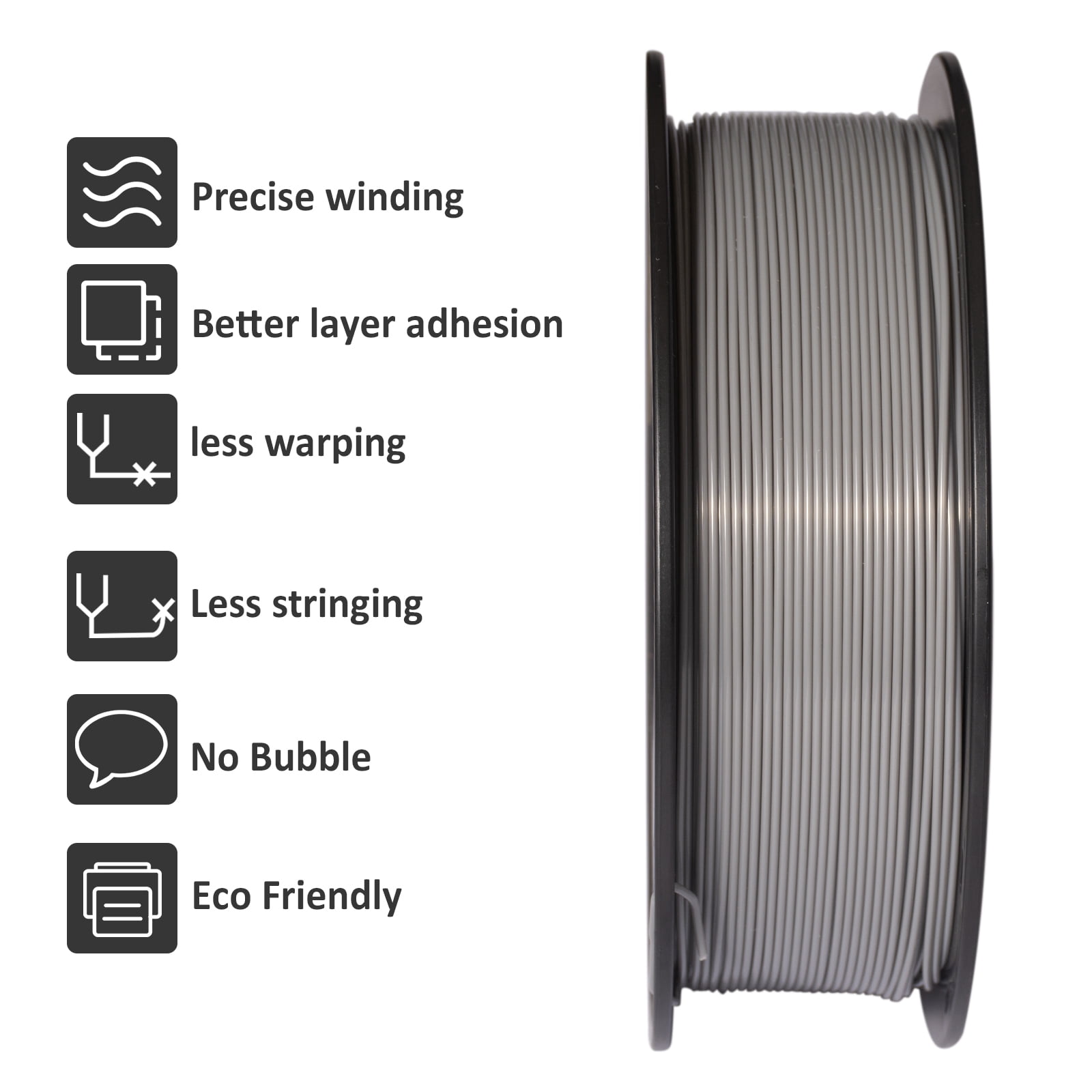 GEEETECH PLA 3D Printer Filament 1.75mm Gray, Dimensional Accuracy +/-0.03mm, 10kg (22lbs) , Vacuum Packaging, Fit for Most 3D FDM Printer