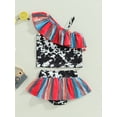 thumbnail image 4 of Coduop Toddler Girls Two Piece Swimsuits Cow Print Ruffle Bikini Set Beachwear Summer Bathing Suits, 4 of 8