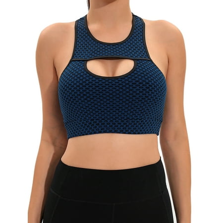 

SHCKE Women s Texture Sports Bras Cutout Gym Workout Yoga Bras Medium Support Sports Bra with Removable Cups