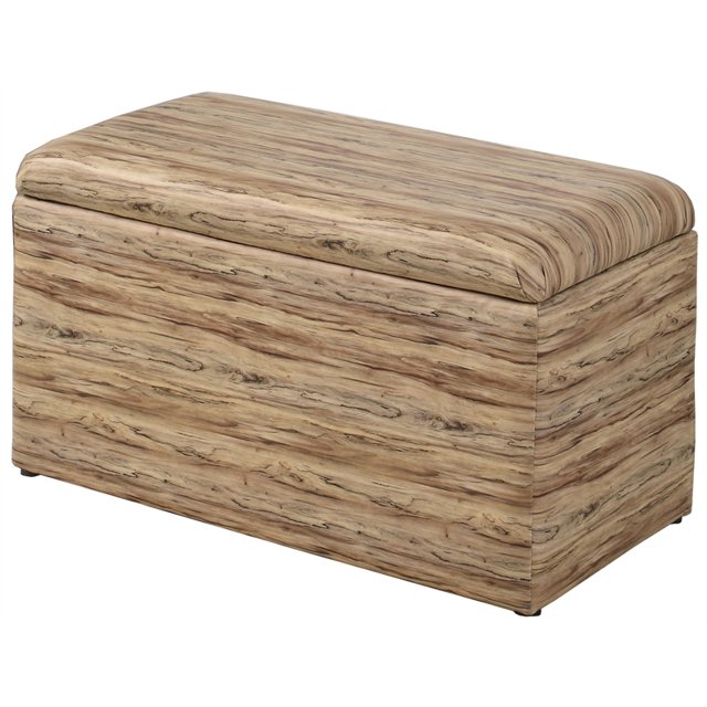 ORE International Banc de Rangement en Polyuréthane 18" de Hauteur avec Pouf en Beige