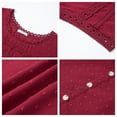 thumbnail image 5 of UVN Summer Shirts for Women Short Sleeve Blouses Ladies Crewneck Lace Crochet Tops Dressy Chiffon Blouses, 5 of 8
