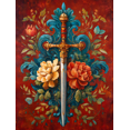 thumbnail image 1 of Sword Floral Decor Canvas Wall Art 15.75x11.81 Inches, 1 of 8