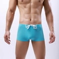 thumbnail image 3 of Elainilye Fashion Men's Swimsuit Low Waist Solid Color Striped Drawstring Hot Spring Quick Dry Swimming Briefs,Blue, 3 of 9