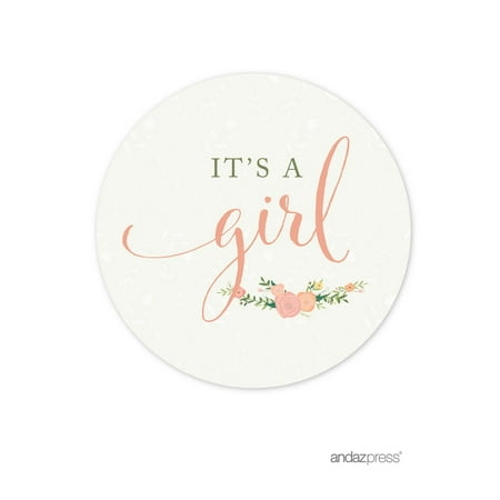It S A Girl Floral Roses Girl Baby Shower Round Circle Label It S A Girl Floral Roses Girl Baby Shower Round Circle Label