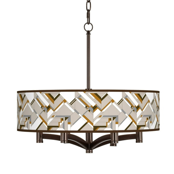 Giclee Glow Craftsman Mosaic Ava 6 Light Bronze Pendant Chandelier Com Giclee Glow Craftsman Mosaic Ava 6, Craftsman Mosaic Ava 6 Light Nickel Pendant Chandelier