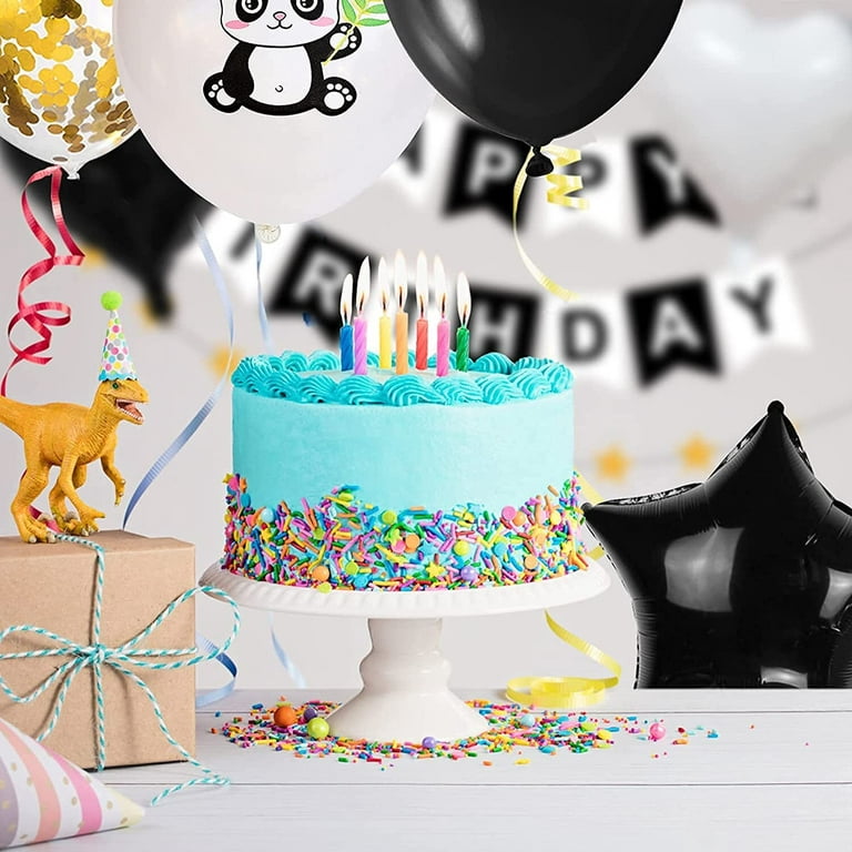 Décorations de fête d'anniversaire Panda, Kit sur le thème Panda comprend  panda Cake Toppers, Panda Balloons, Cartes d'invitation, Drapeaux