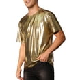 thumbnail image 4 of INSPIRE CHIC Metallic Animal Printed T-Shirt for Men's Short Sleeves Disco Party Tee Shirts XL Golden, 4 of 6