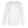thumbnail image 1 of Camisa de gasa de retazos de encaje de manga larga azul / blanca Blusa informal de corte holgado para mujer S Soledad Camisa de gasa, 1 of 10