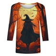 thumbnail image 5 of Jsaierl Womens Halloween Shirts Plus Size Pumpkin Ghost Graphic Tees Going Out Round Neck T-shirt 3/4 Sleeve Holiday Blouse Tops Halloween Costumes, 5 of 5