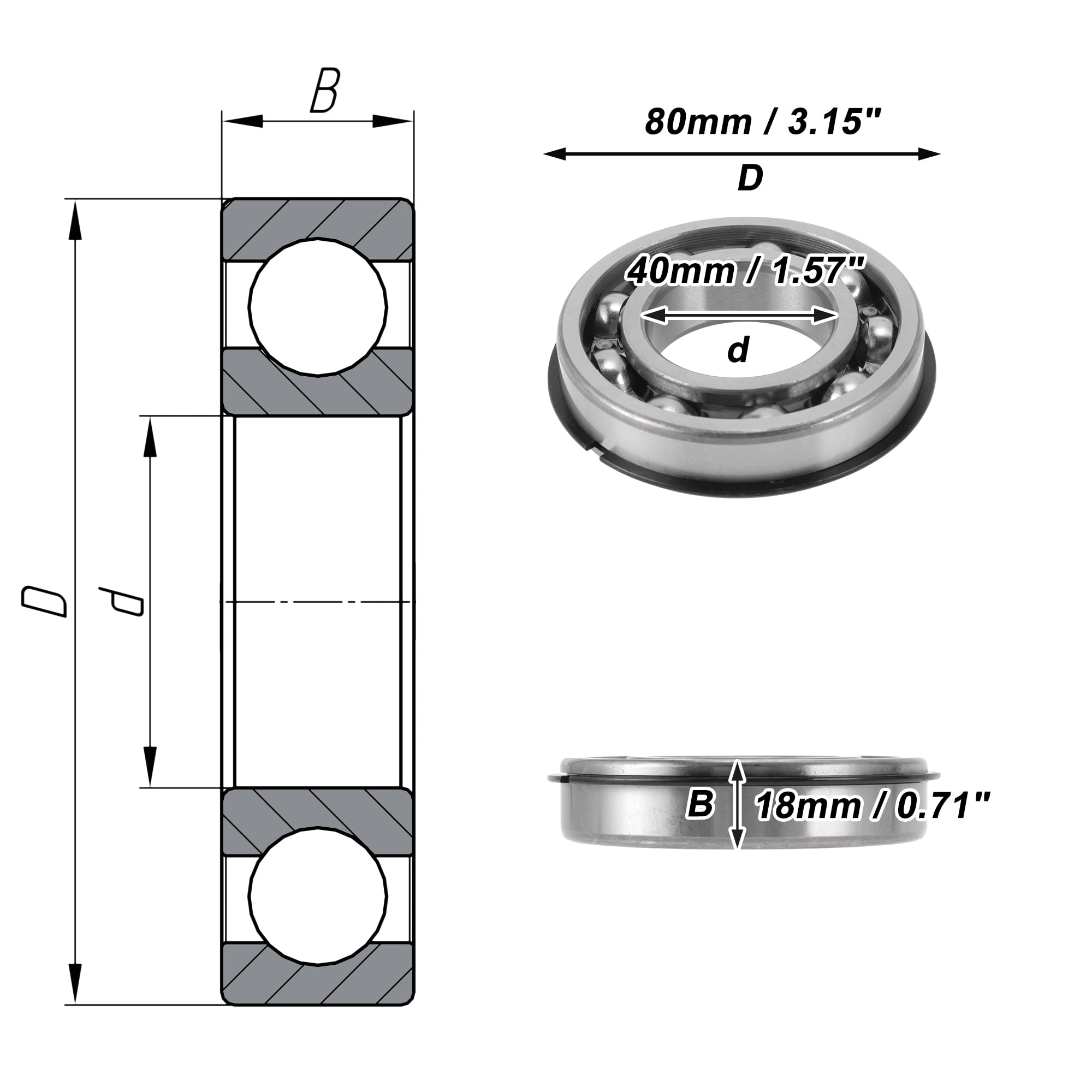 Unique Bargains 6208NR Deep Groove Ball Bearings 40x80x18mm P4 Open Type Lubricated Bearings 1 Pc Car Scooter Skateboard Wheel Universal Silver Tone