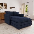 thumbnail image 2 of Muumblus Oversized Lounge Chair with Ottoman, Plush Cloud Accent Armchair for Living Room, Bedroom, Blue Chenille, 2 of 9