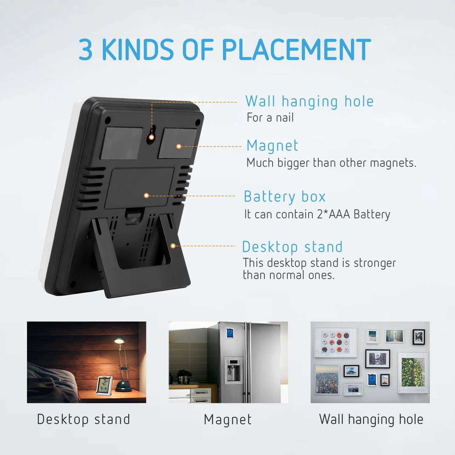 VIVOSUN Wireless Thermometer and Hygrometer with 3 Remote Sensors, Digital Humidity Monitor with Touchscreen