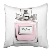 ARTJIA Haute Couture Watercolor Perfume Pink Bottle In Woman Glamour Beauty Aroma Liquid Pillowcase 16x16 inch