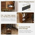 thumbnail image 4 of Corner Vanity Desk Set with Storage Cushioned Stool and Charging Station, Triangle Makeup Desk with Removable Pull-Out Side Cabinet, Glass Tabletop Makeup Vanity Desk with Drawer and Shelf, 4 of 5
