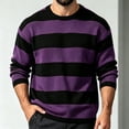thumbnail image 2 of Admvng Men's Stripe Sweater Crew Neck Long Sleeve Pullover, 2 of 5