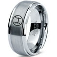 thumbnail image 1 of Tungsten Tungsten Horoscope Pisces Band Ring 8mm Men Women Comfort Fit 18k Rose Gold Step Bevel Edge Brushed Polished, 1 of 4
