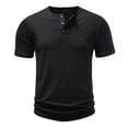 thumbnail image 5 of Men's Casual Button Down Shirt Cotton | Regular Fit Short Sleeve Blouse | Round Neck Button Closure | Breathable & Soft | Daily Wear Office Vacation | Classic Essential | Zenithor,Black L, 5 of 9