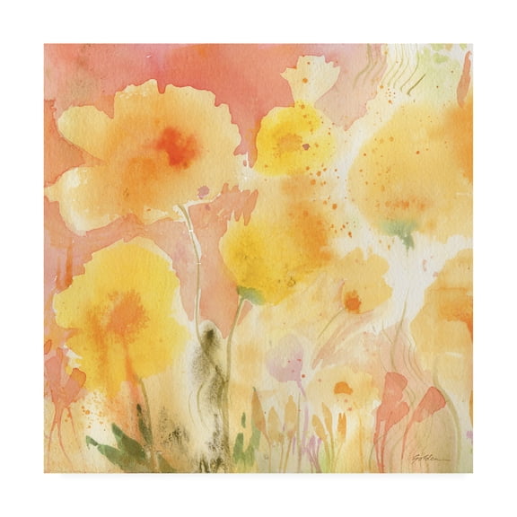 Trademark Fine Art 'Coral Sky, Yellow Garden 2' Canvas Art by Sheila Golden