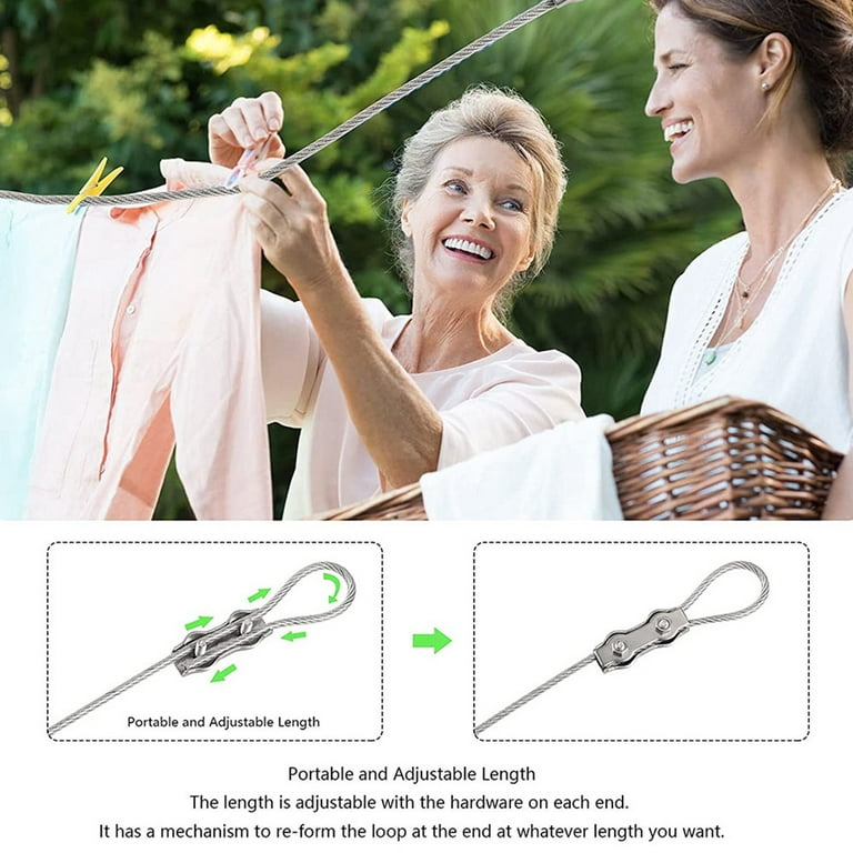 Portable Windproof Clothes Rope with Stainless Steel Cable