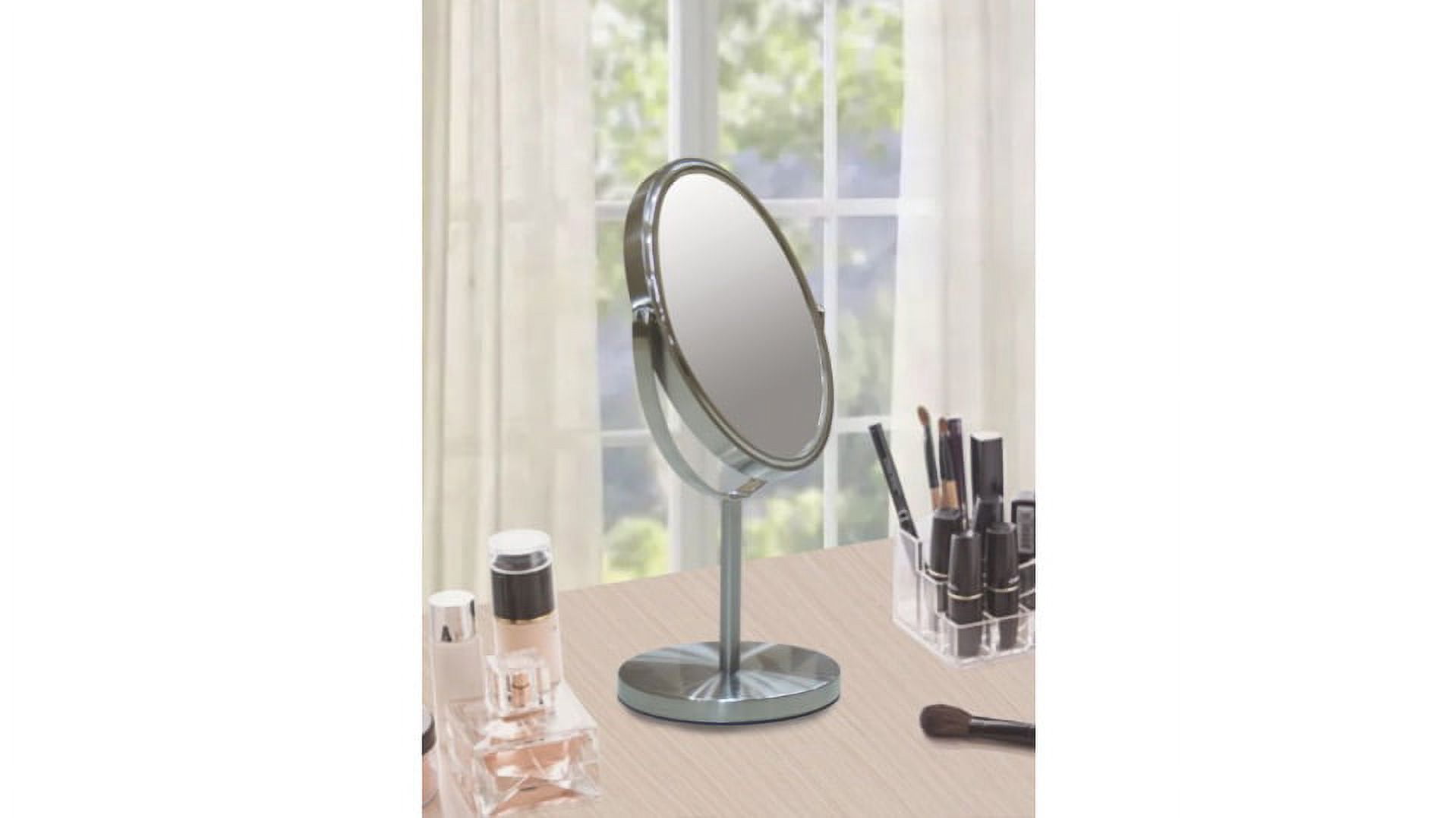 Eden Bath Oval Two Sided 5X Nickel Framed Freestanding Makeup / Shaving Mirror