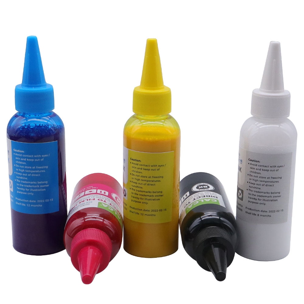 Calca 100ml DTF Inks 5 Bottles ( C m y k w ) Direct to Transfer Film Ink