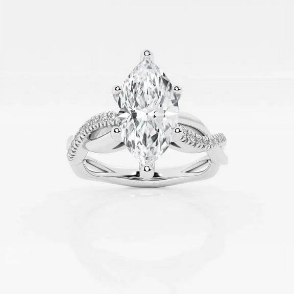 Cloud Jewelry 2.1 Ct Marquise Cut Moissanite Infinity Engagement Ring - Twisted Design Ring for Her - 14K White Gold Plated Ring - Ideal Wedding Ring for Special Occasions, Anniversaries, and Gifts