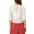 thumbnail image 3 of Allegra K Women's 3/4 Lantern Sleeve Semi Sheer Retro Lace Tops, 3 of 6