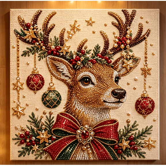 DIY Christmas Pearl Diamond Painting Art Kit with Frame for Adults, 3D Pearl Beads, Beginner Craft for Adults, Holiday Wall Decor, Handmade Gift, Living Room and Entryway Display