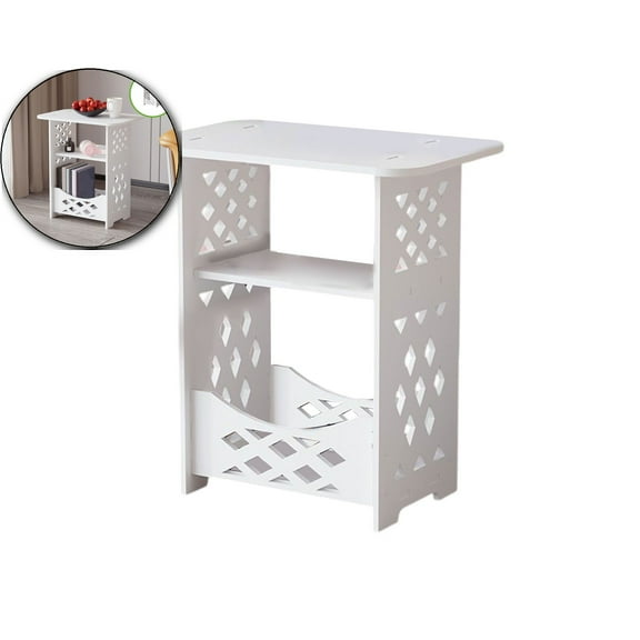 WNFJR 3 Tier Side Table Night Stand, Narrow End Table with Storage Shelf, Simple Bedside Table Small Bookcase, Small Tables for Bedroom, Living Room, Office, Bathroom