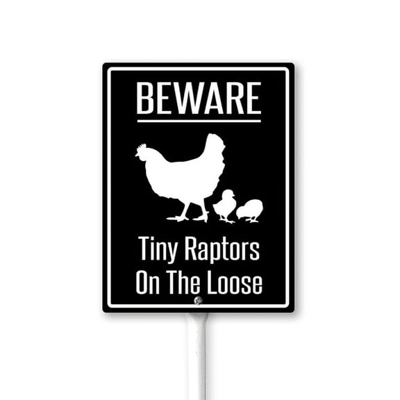 Eveokoki Beware Tiny Raptors On The Loose Sign With Stake For Neighborhoods Yard Farm Aluminium Caution 8x12inch Farm Decorations Yard Lawn Walkway Decorations Animal Signs