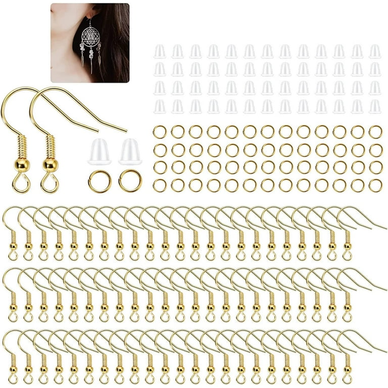 600Pcs Hypoallergenic Earring Hooks Gold Earring Making Kit