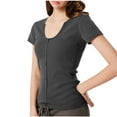 thumbnail image 2 of FcBaudy Hauts pour Femmes, Chemises pour Femmes, Blouses à Manches Courtes et Col Rond & Chemises Décontractées pour Femmes, Blouse à Manches Courtes à Capuche et Col Rond, T-shirt en polyester pour Femmes, 2 of 8