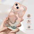 thumbnail image 4 of ELEHOLD for iPhone 13 6.1 inch Marble Case, Clear Electroplated Frame Soft TPU Anti-Scratch Wear-Resistant Wireless Charging Slim Fit Transparent Case for iPhone 13, Rosegold, 4 of 9
