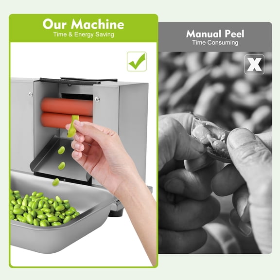 Stainless Steel Silver 10kg/hour Bean Shelling Machine Commercial Electric Bean Sheller Machine with Foam Tube Rollers