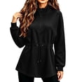 thumbnail image 5 of Aezemi Women Half Zip Shirts Loose Fit Collared Drawstring Elastic Waist Fashion Sports Outdoor Blouses Winter Fall Baggy Workout Exercise Dressy Work Pullover Tops L, 5 of 7