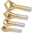 thumbnail image 1 of Juego de brocas para avellanar y desbarbar de 4 piezas Juego de avellanadores HSS, 90 ° con revestimiento de titanio Juego de brocas para avellanar y desbarbar para metal, madera, plástico, aluminio, 1 of 7