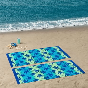 Mainstays Beach Collection Blue Palm Cotton-Blend Beach Towels (2 Count)