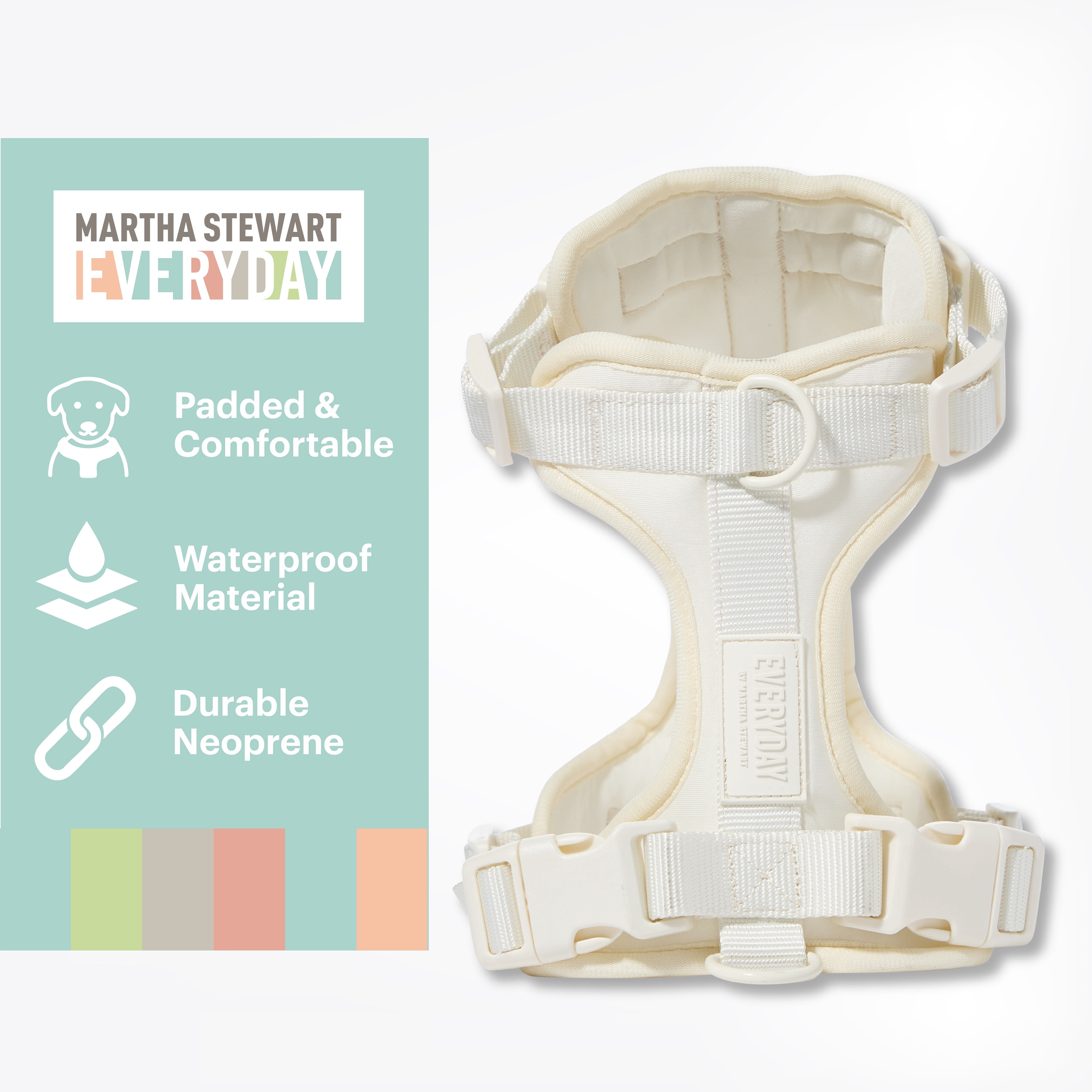Martha Stewart Cream Neoprene Padded Pet Harness for Comfort and Safety