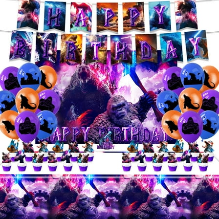 Birthday Decorations Party Supplies for Boys Girls,Monster Theme Set Include Backdrop,Tablecloth,Cupcake Toppers,Cake Topper,Banner,Balloons