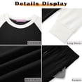 thumbnail image 6 of MOSHU Two Piece Sets for Women Casual Fall Travel Vacation Outfits Color Block Long Sleeve Tops and Drawstring Wide Leg Pants with Pokets Lounge Sets, 6 of 10