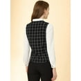 thumbnail image 4 of Blusa a cuadros de Manga Larga con cuello de Pajarita para Mujer Allegra K Negro XS, 4 of 5